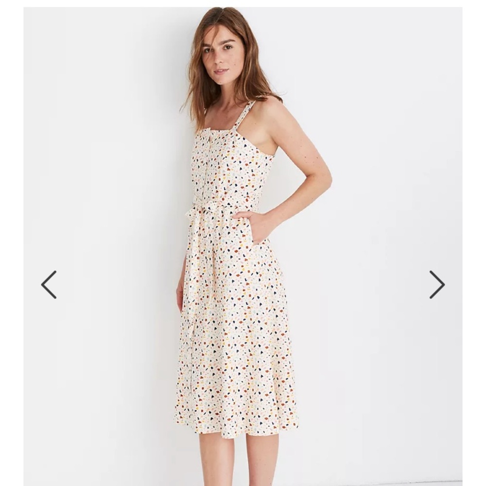 Madewell Square Neck Midi Dress in Terrazzo Print